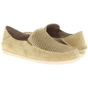 New Olukai Nohea Perf Olive/Tapa Loafers Size 10